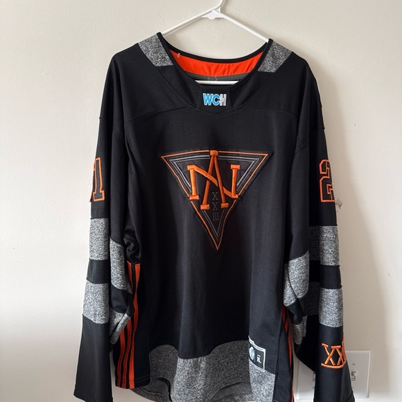 Adidas Black and Orange Men's Jersey